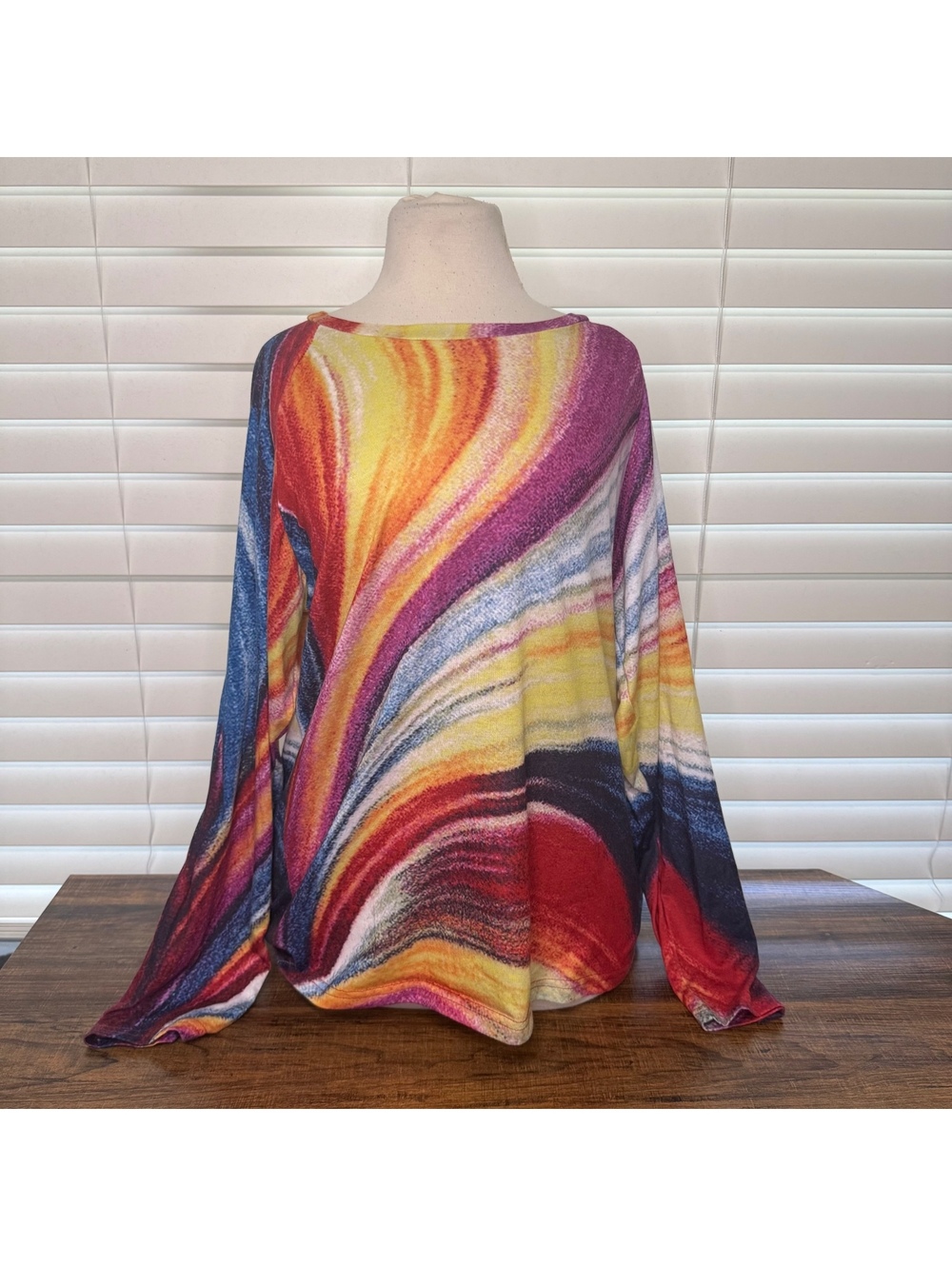 Misslook Multicolor Swirl Pattern Long Sleeve Shirt Size Medium